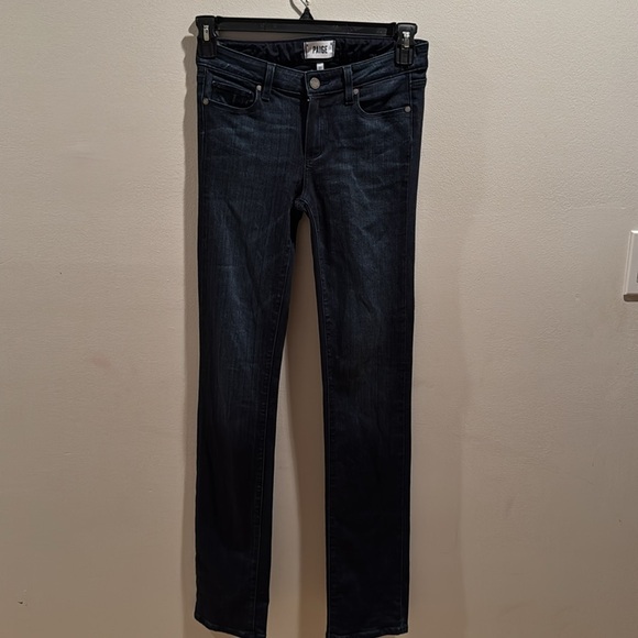 Women's Paige Skyline Straight Dark Blue Jeans 27 - Picture 2 of 10